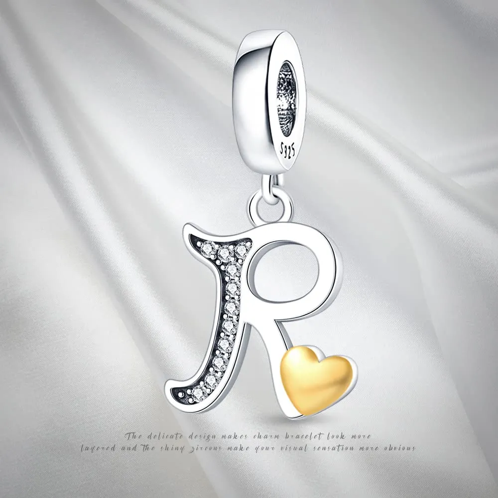 Pandach Bead Charm Argento Sterling 925 Lettere con Cubic Zirconia per Braccialetti e Collane Europei - immagine 6