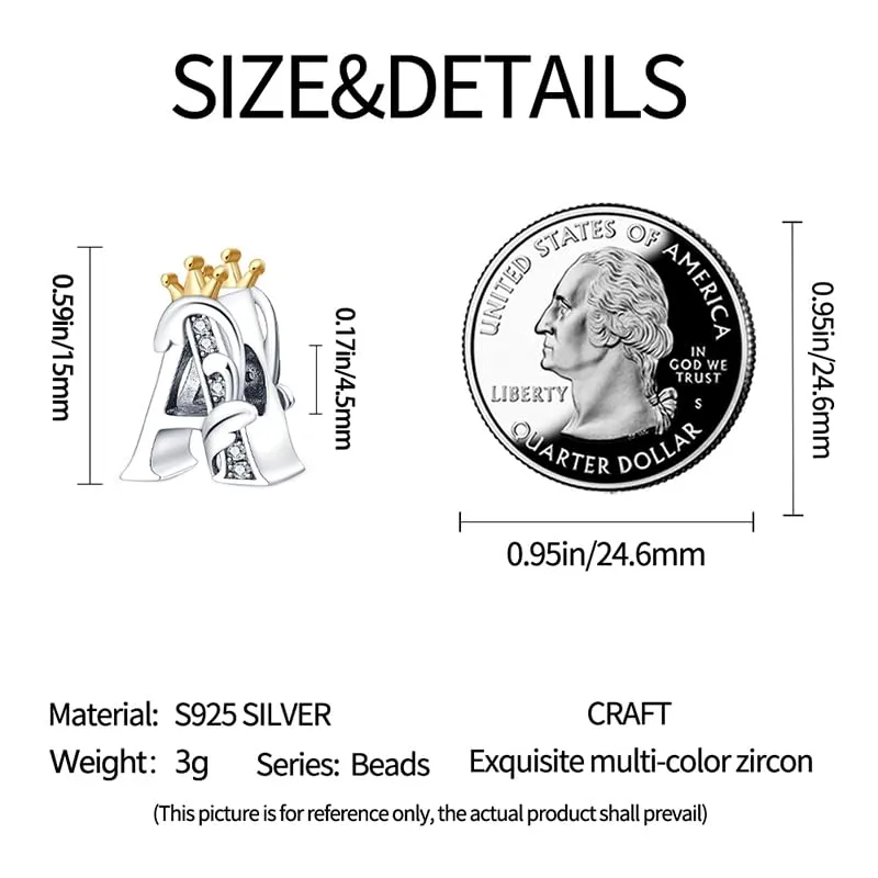 Pandach Bead Charm Argento Sterling 925 Lettere con Cubic Zirconia per Braccialetti e Collane europei - immagine 4