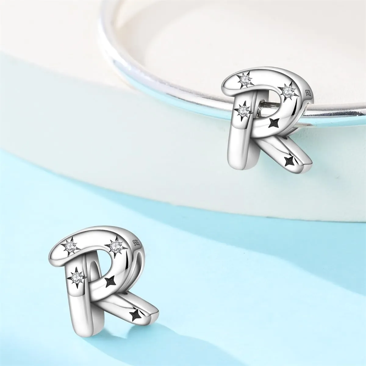 Pandach Bead Charm in Argento Sterling 925 con Lettere e Cubic Zirconia, Compatibile con Braccialetti e Collane Europei - immagine 2