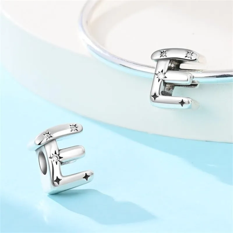 Pandach Bead Charm Ciondolo Argento Sterling 925 Lettere con Cubic Zirconia per Braccialetti e Collane Europei - immagine 2