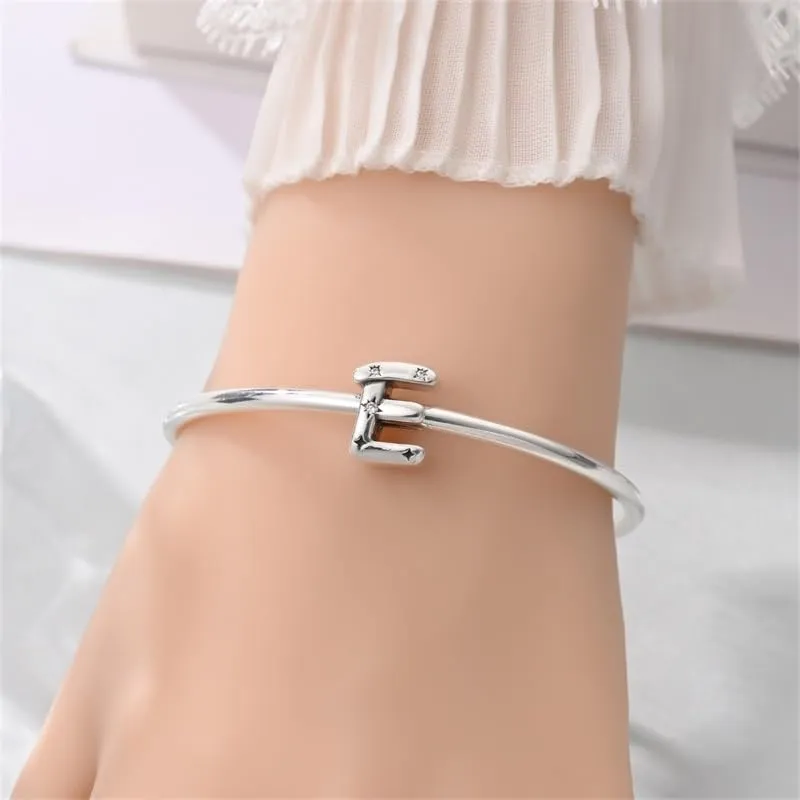 Pandach Bead Charm Ciondolo Argento Sterling 925 Lettere con Cubic Zirconia per Braccialetti e Collane Europei - immagine 4