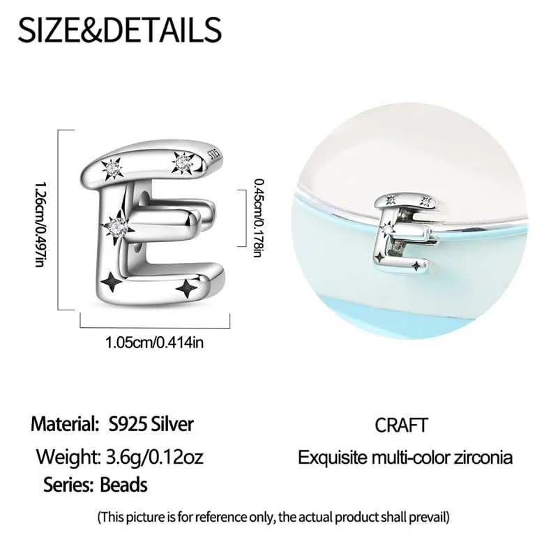 Pandach Bead Charm Ciondolo Argento Sterling 925 Lettere con Cubic Zirconia per Braccialetti e Collane Europei - immagine 5