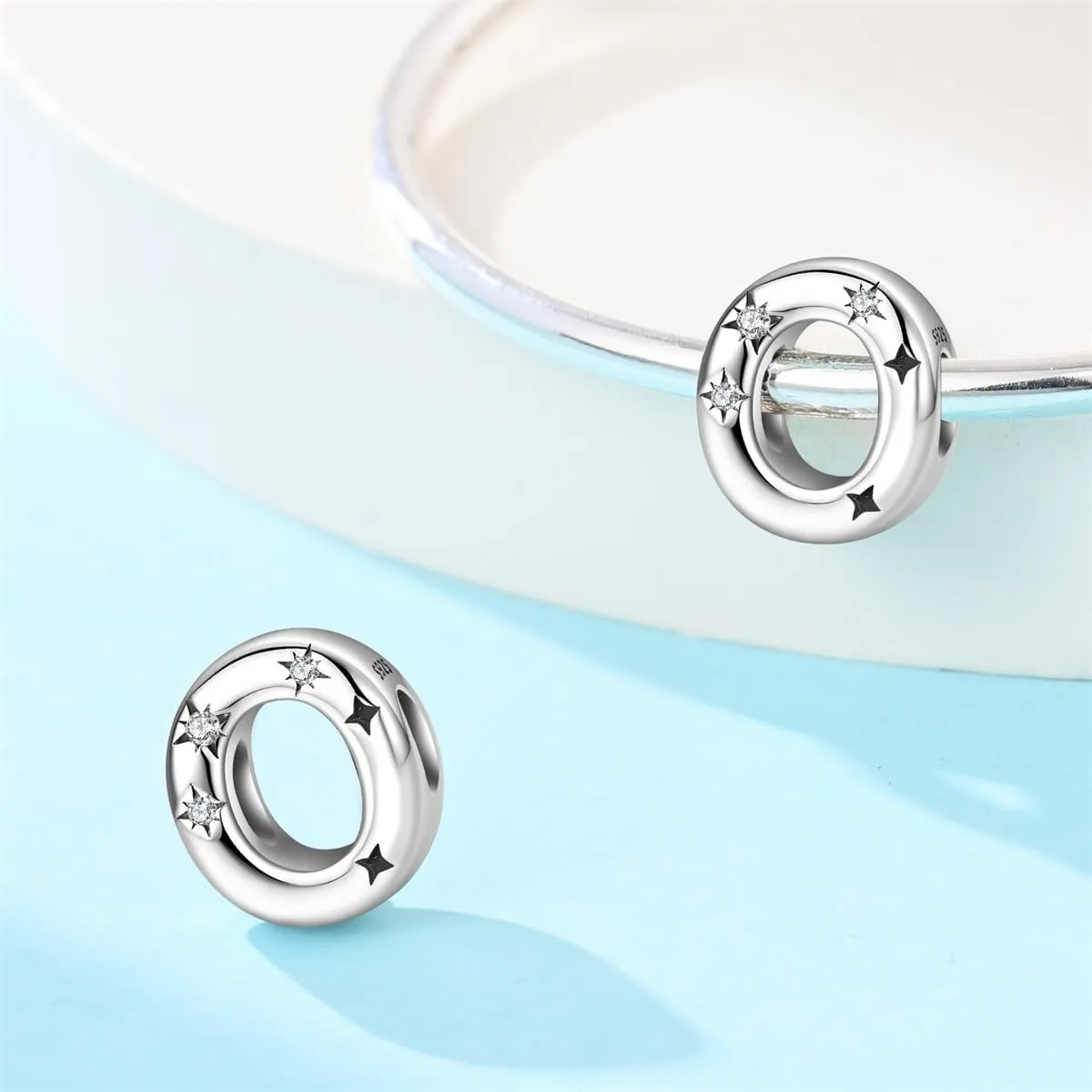 Pandach Bead Charm Ciondolo Argento Sterling 925 Lettere con Cubic Zirconia per Braccialetti e Collane Europei - immagine 2