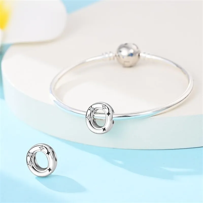 Pandach Bead Charm Ciondolo Argento Sterling 925 Lettere con Cubic Zirconia per Braccialetti e Collane Europei - immagine 3