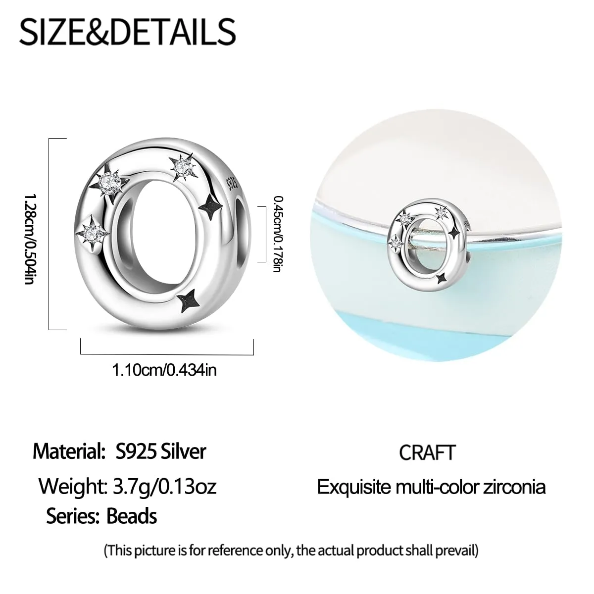 Pandach Bead Charm Ciondolo Argento Sterling 925 Lettere con Cubic Zirconia per Braccialetti e Collane Europei - immagine 5