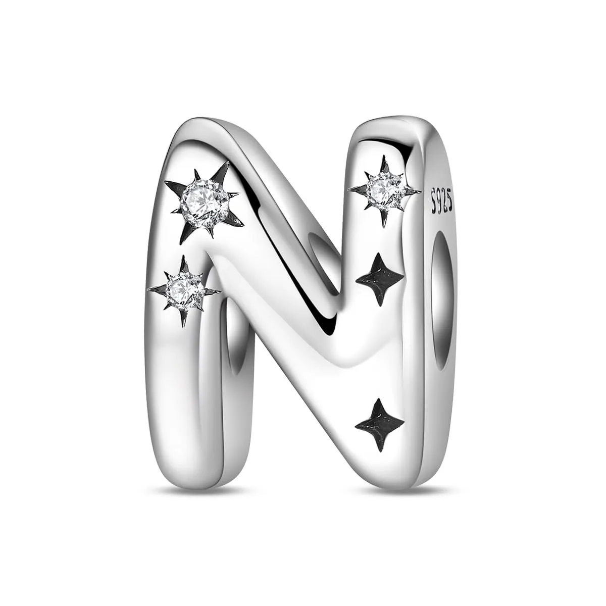 Pandach Bead Charm Ciondolo Argento Sterling 925 Lettere con Cubic Zirconia per Braccialetti e Collane Europei - immagine 1