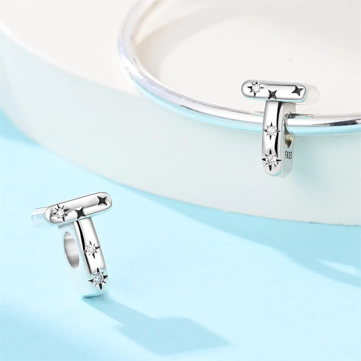 Pandach Bead Charm Ciondolo Argento Sterling 925 Lettere con Cubic Zirconia per Braccialetti e Collane Europei - immagine 2