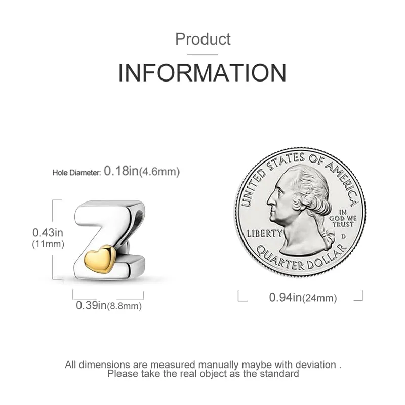 Pandach TINSLO Bead Charm Argento Sterling 925 Lettere con Cubic Zirconia per Braccialetti e Collane Europei - immagine 5