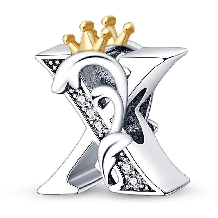 Pandach Ciondolo Lettere in Argento Sterling 925 con Cubic Zirconia per Braccialetti e Collane Europei - immagine 1