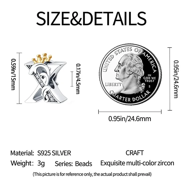 Pandach Ciondolo Lettere in Argento Sterling 925 con Cubic Zirconia per Braccialetti e Collane Europei - immagine 4