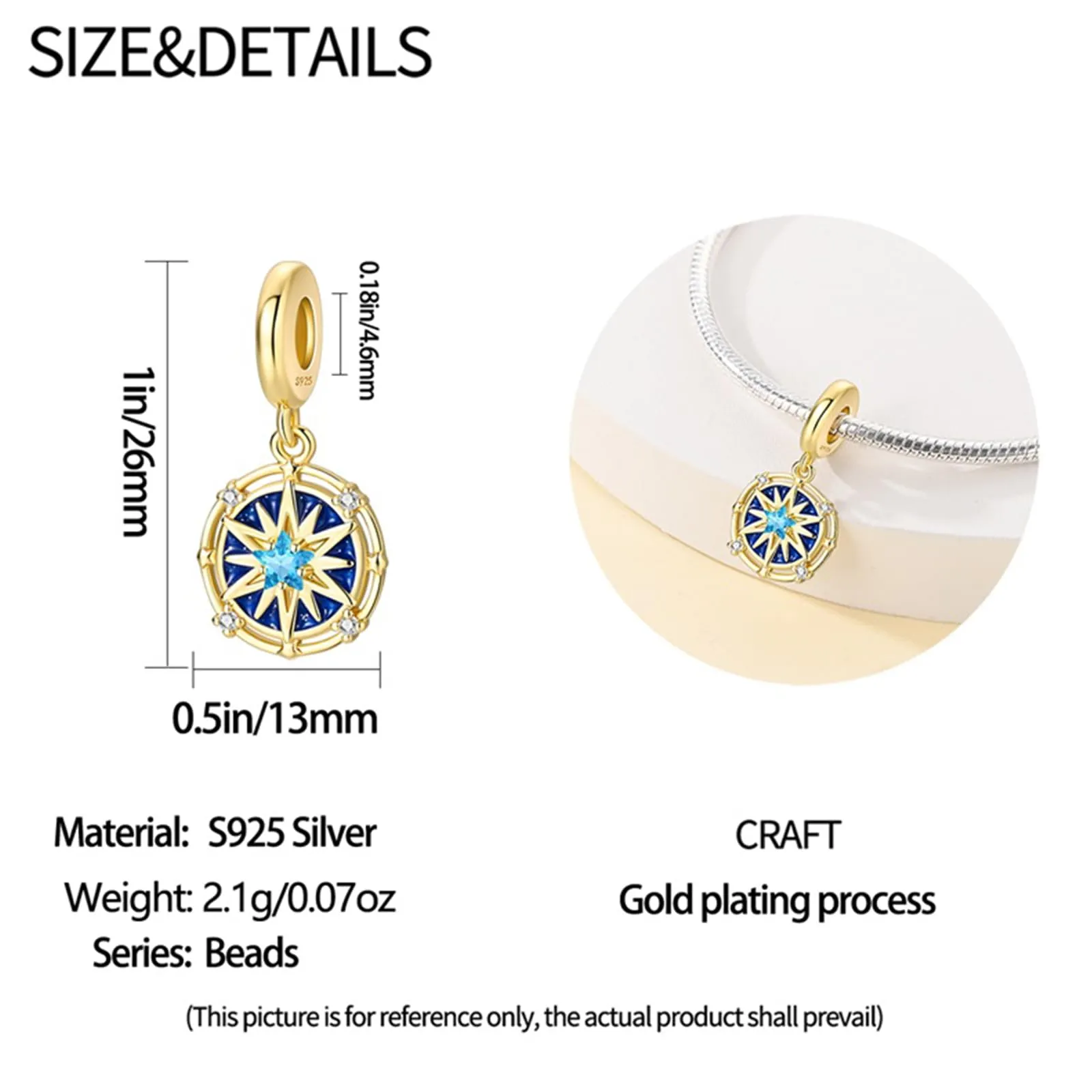 HappyStar Charm in Argento 925 per Braccialetti Europei e Collana - immagine 4