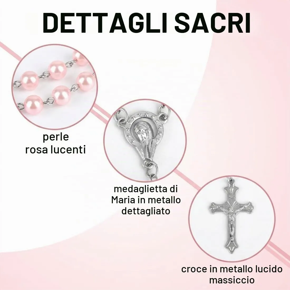 KAHZOR Collana Rosario Cattolica con Croce Retrò e Custodia - immagine 3