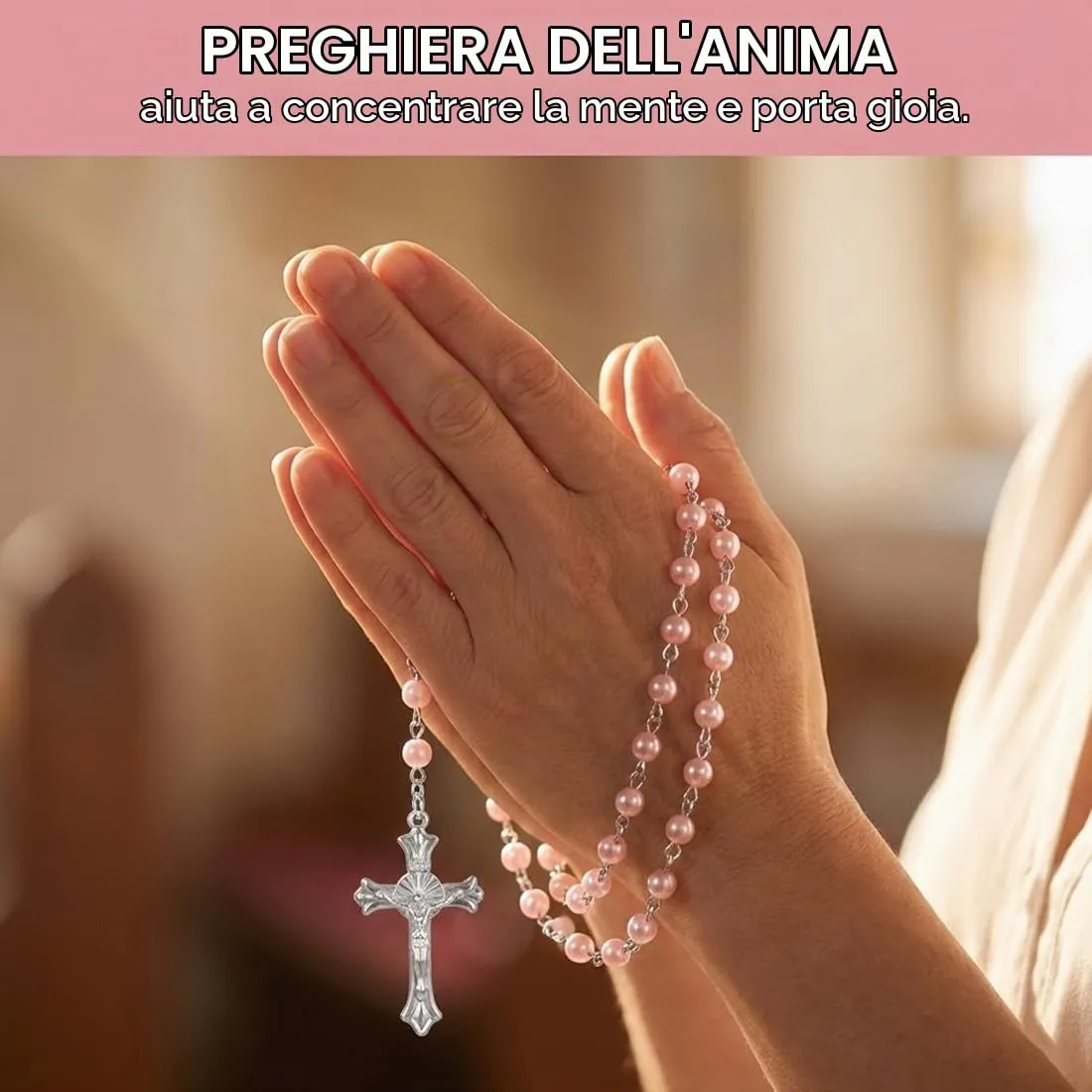 KAHZOR Collana Rosario Cattolica con Croce Retrò e Custodia - immagine 4