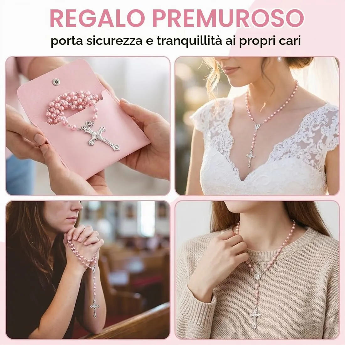 KAHZOR Collana Rosario Cattolica con Croce Retrò e Custodia - immagine 6