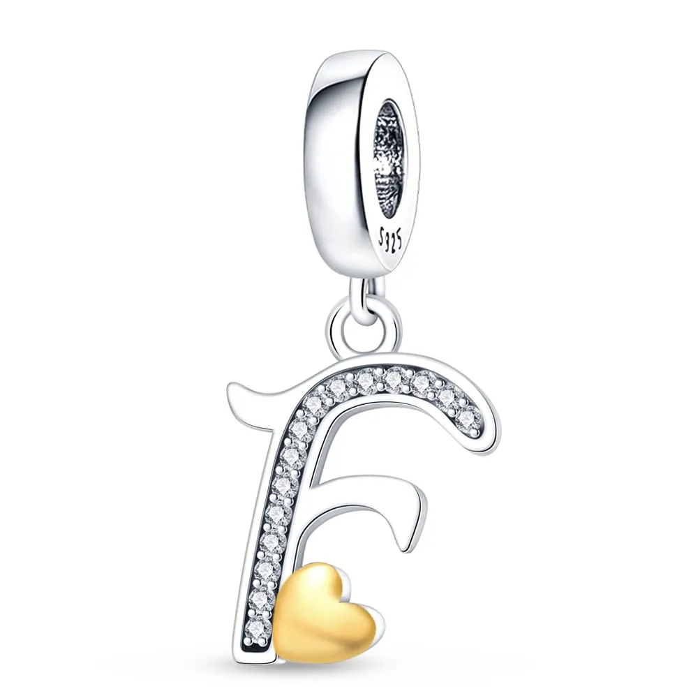 Pandach Bead Charm Argento Sterling 925 con Lettere e Cubic Zirconia per Braccialetti e Collane Europei - immagine 1