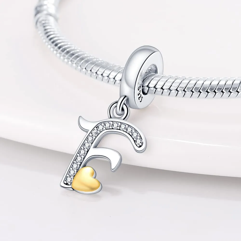 Pandach Bead Charm Argento Sterling 925 con Lettere e Cubic Zirconia per Braccialetti e Collane Europei - immagine 2