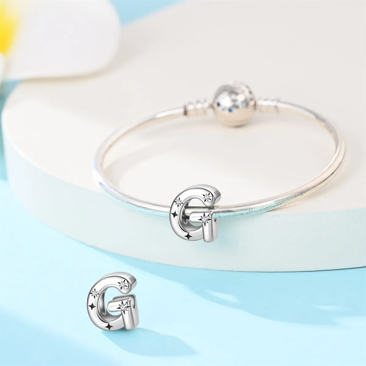 Pandach Bead Charm in Argento Sterling 925 con Lettere e Cubic Zirconia per Braccialetti e Collane europei - immagine 3