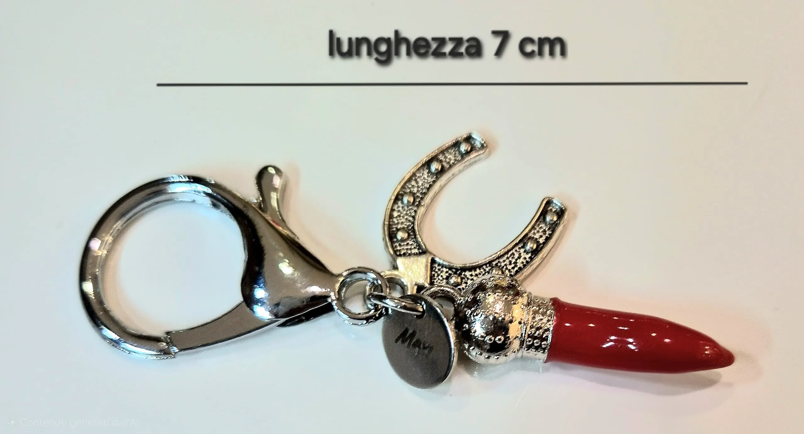 Mavi jewel Ciondolo Portafortuna con Cornetto Rosso e Charm in Argento (Ferro di Cavallo) - immagine 3