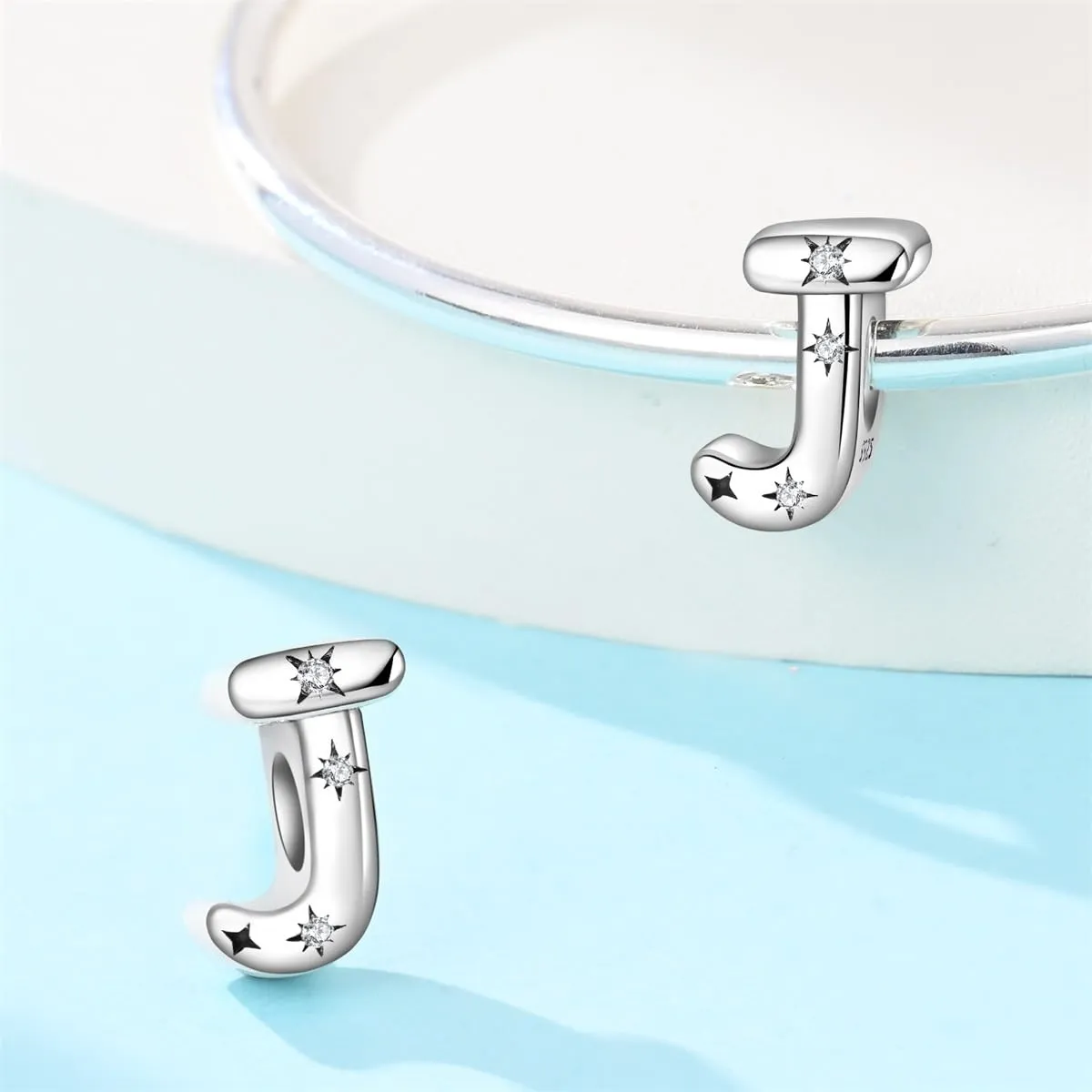 Pandach Bead Charm Ciondolo Argento Sterling 925 Lettere con Cubic Zirconia per Braccialetti e Collane europei - immagine 2