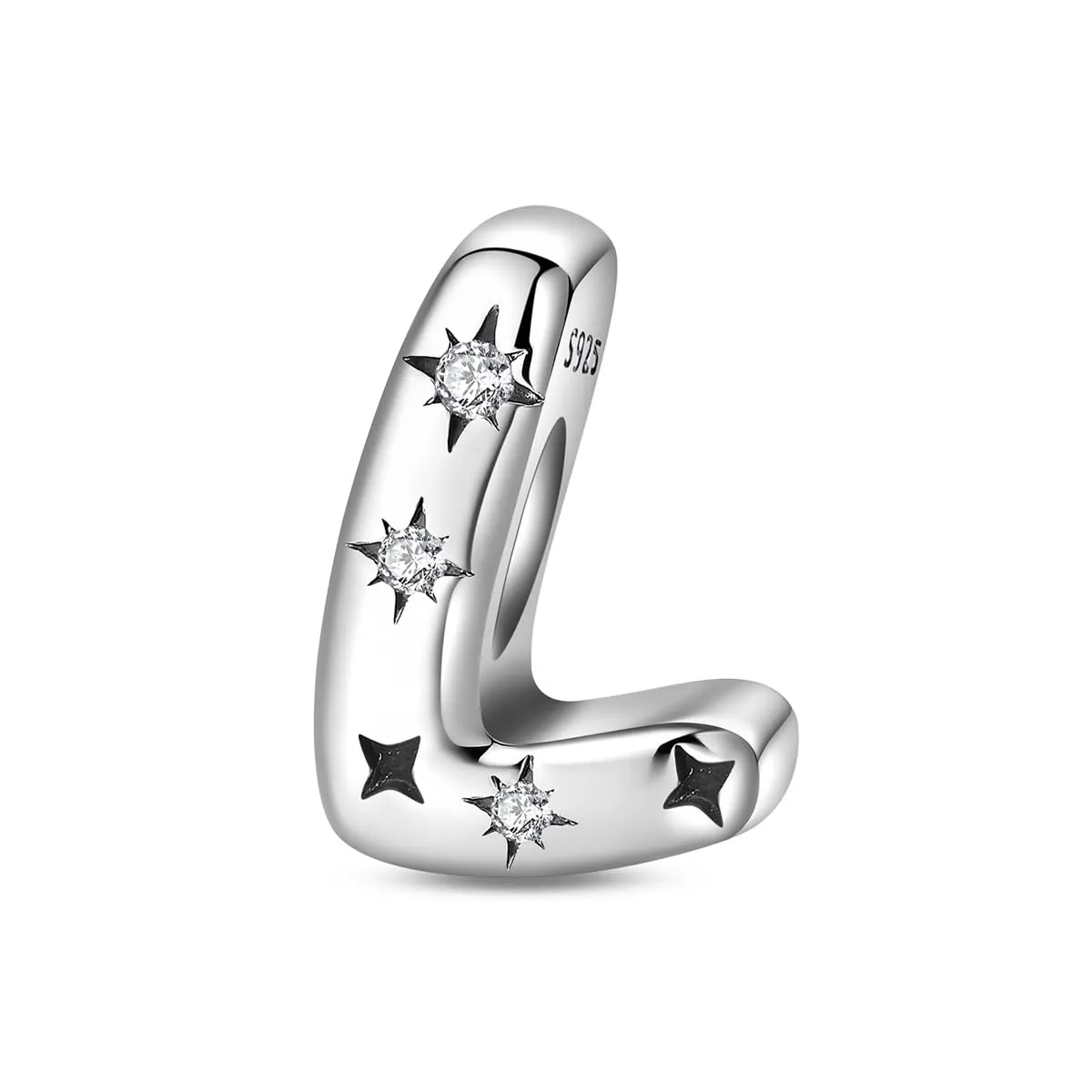 Pandach Bead Charm Ciondolo Argento Sterling 925 Lettere con Cubic Zirconia per Braccialetti e Collane Europei - immagine 1