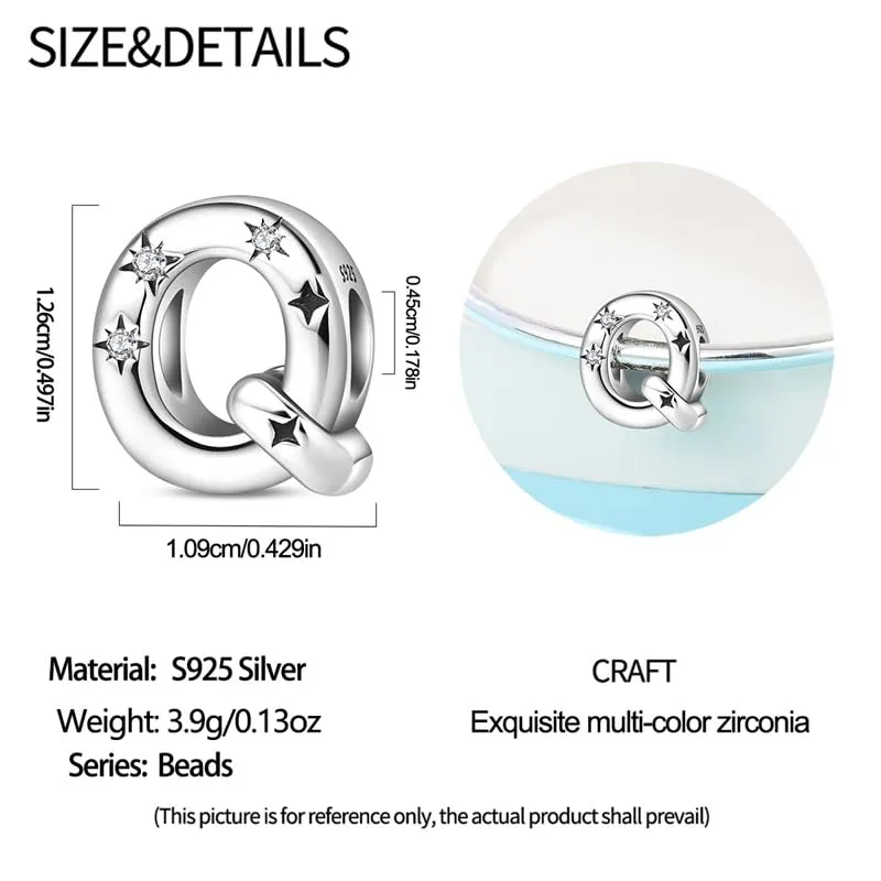 Pandach Bead Charm Ciondolo Argento Sterling 925 Lettere con Cubic Zirconia per Braccialetti e Collane Europei - immagine 5