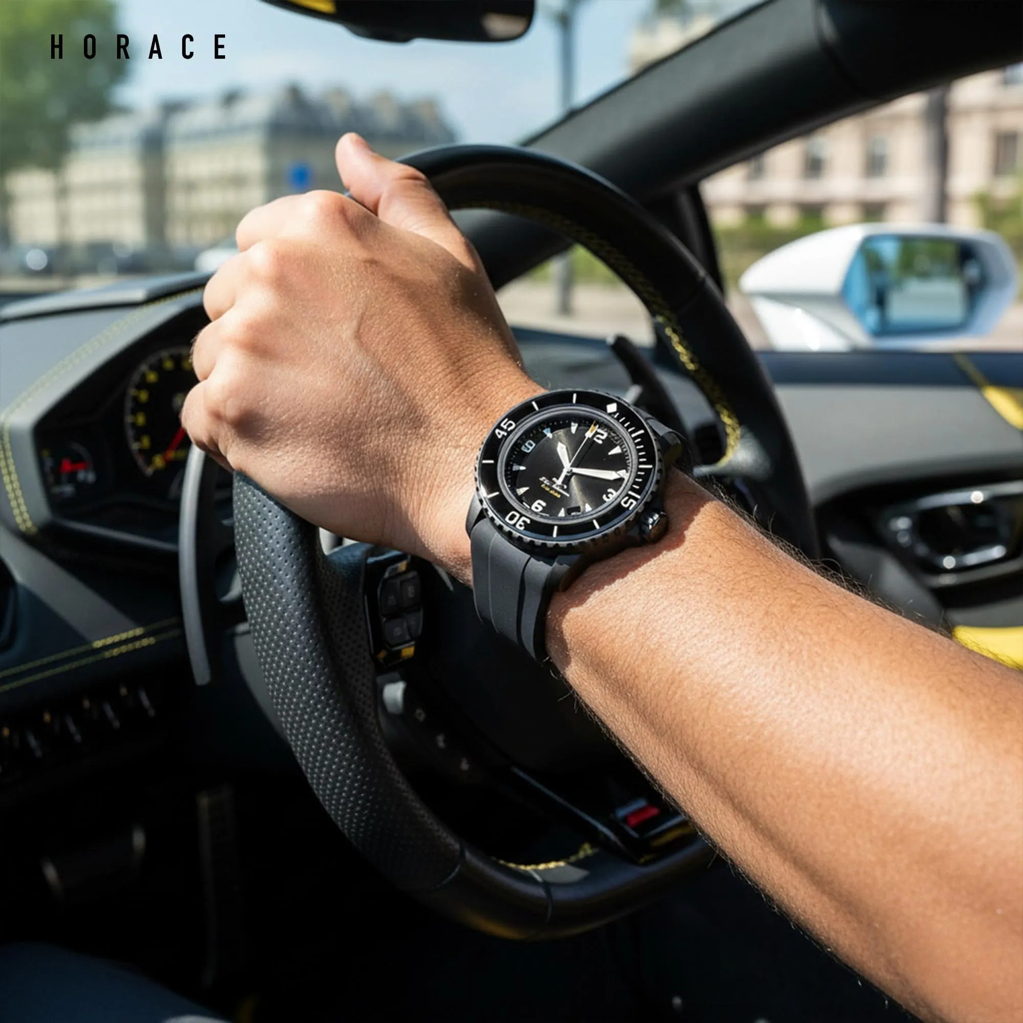 HORACE Cinturino per orologio 22 mm in Silicone Liquido per Blancpain x Swatch Scuba Fifty Fathoms (Nero) - immagine 4