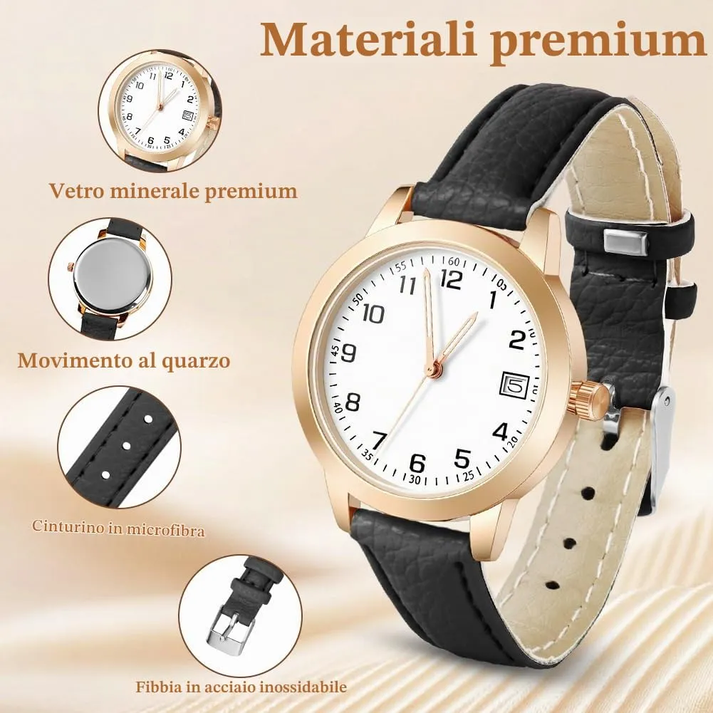 AOOSU Orologio da Donna al Quarzo Analogico, Nero - immagine 2