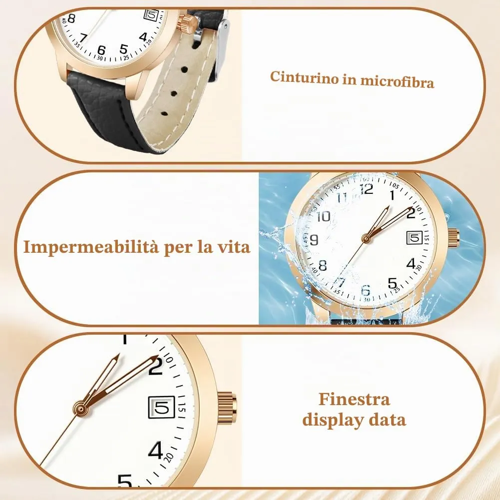AOOSU Orologio da Donna al Quarzo Analogico, Nero - immagine 3