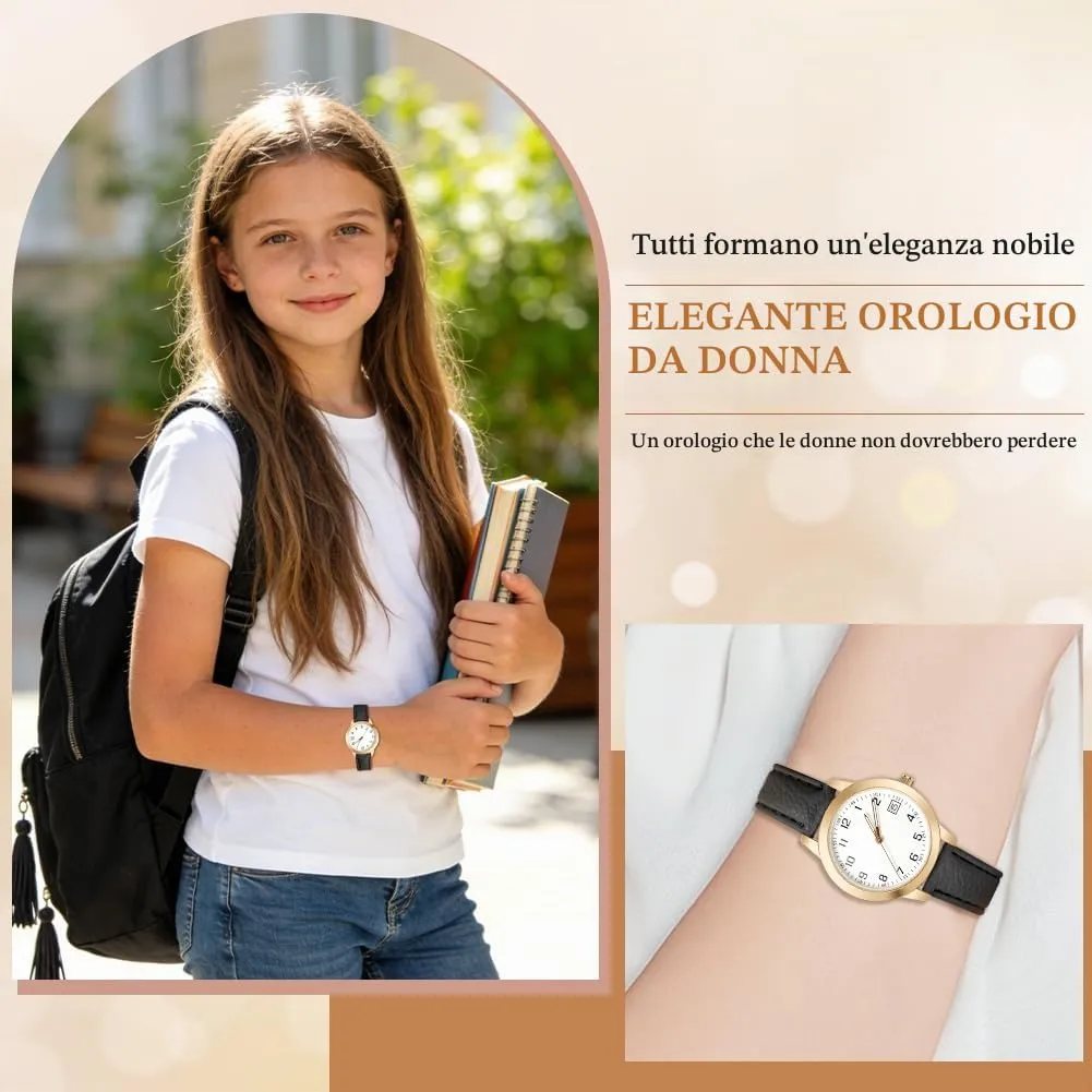 AOOSU Orologio da Donna al Quarzo Analogico, Nero - immagine 5