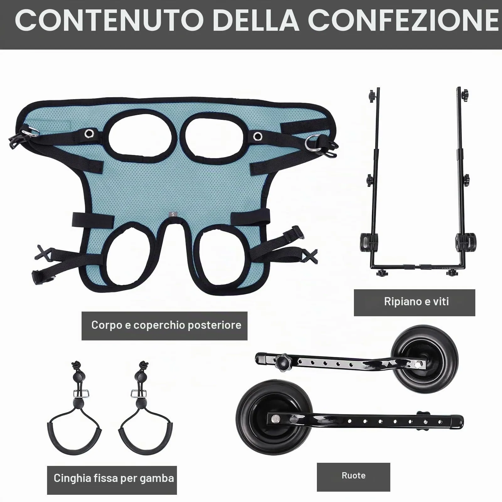 Hengrongshen Sedia a rotelle pieghevole per cani e gatti di piccola taglia, aiuto alla mobilità per zampe posteriori, XS (peso fino a 3,5 kg), Blu - immagine 4
