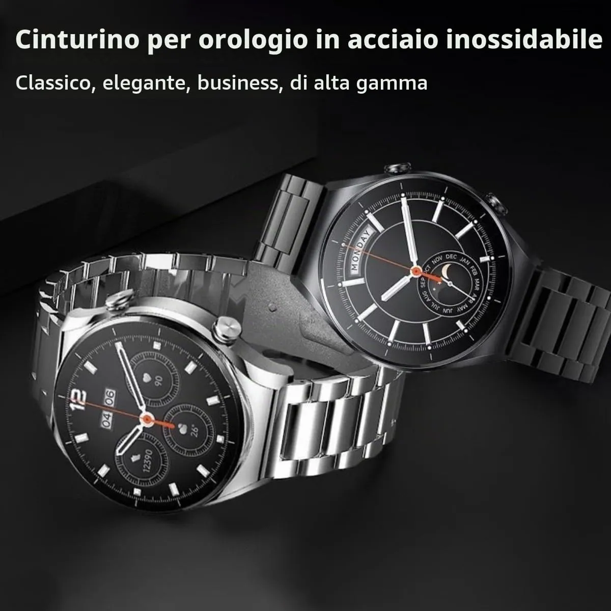 HEYOZURY Cinturino in Acciaio Inossidabile 22mm con Chiusura a Sgancio Rapido per Orologi e Smartwatch - immagine 4