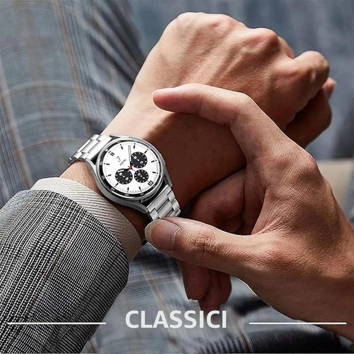 HEYOZURY Cinturino in Acciaio Inossidabile 22mm con Chiusura a Sgancio Rapido per Orologi e Smartwatch - immagine 5