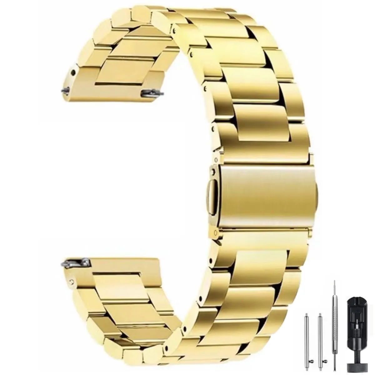 HEYOZURY Cinturino in Acciaio Inossidabile con Chiusura a Sgancio Rapido, 24mm, Oro - immagine 1