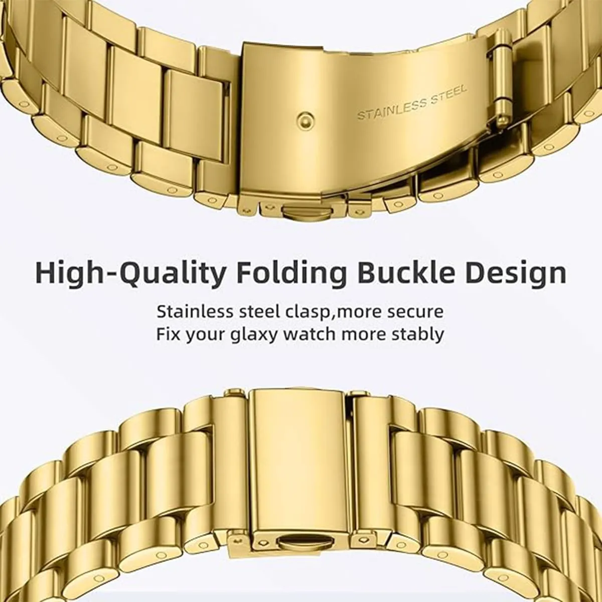 HEYOZURY Cinturino in Acciaio Inossidabile con Chiusura a Sgancio Rapido, 24mm, Oro - immagine 2