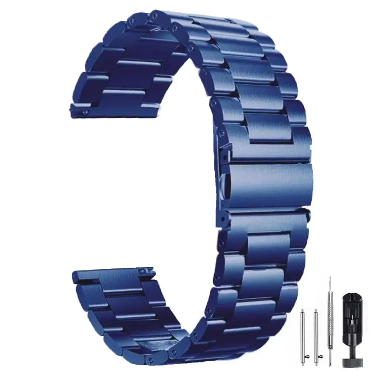 HEYOZURY Cinturino in Acciaio Inossidabile 20mm Blu con Chiusura a Sgancio Rapido - immagine 7