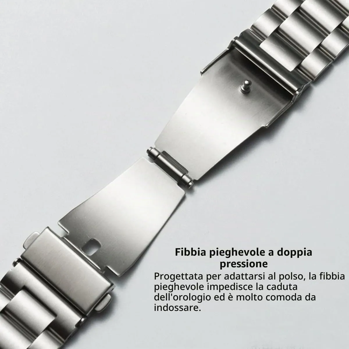 HEYOZURY Cinturino in Acciaio Inossidabile con Chiusura a Sgancio Rapido, 20mm, Argento Nero - immagine 3
