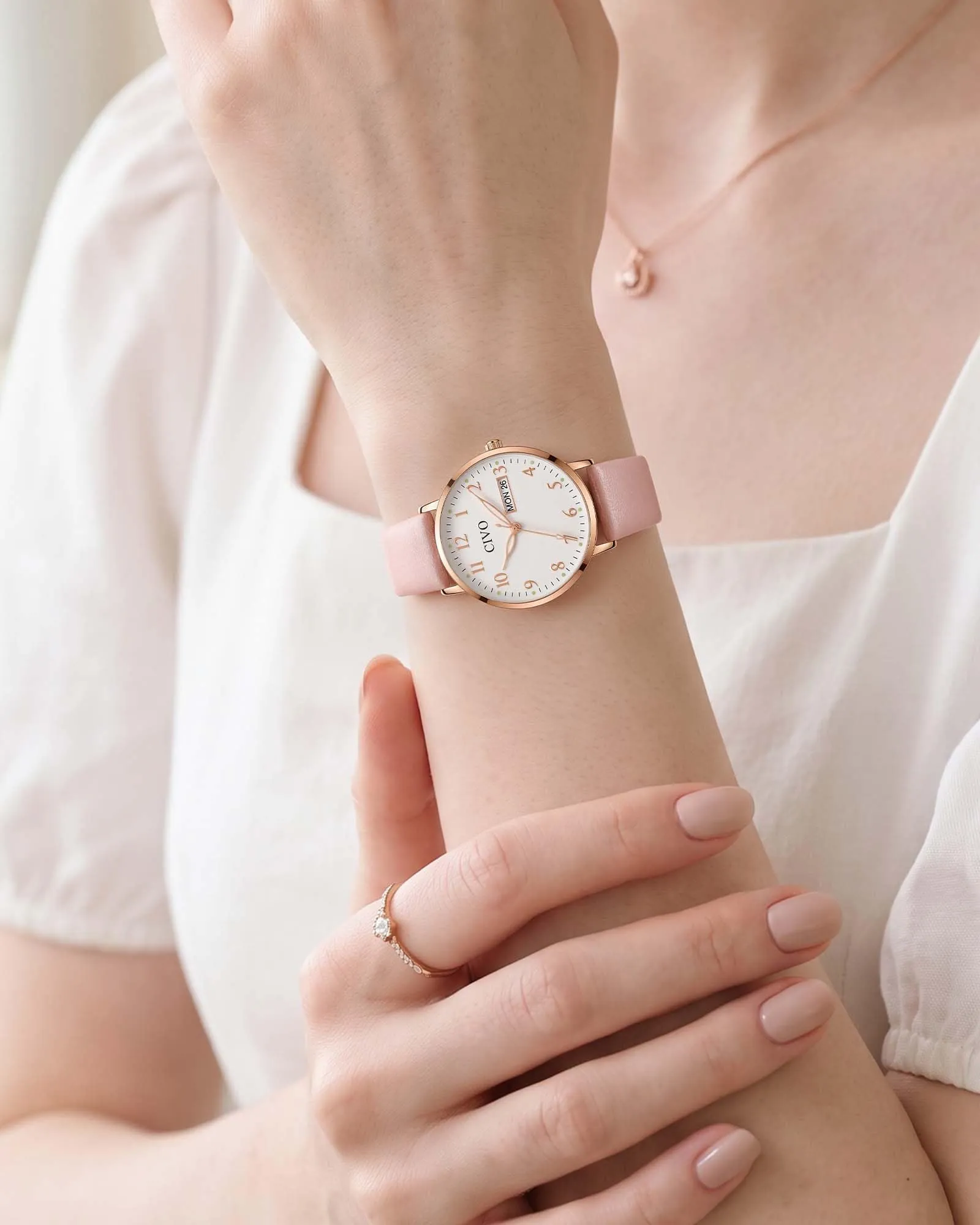 CIVO Orologio Donna Analogico 35mm Quadrante Grande Numeri Rosa 2408C - immagine 8