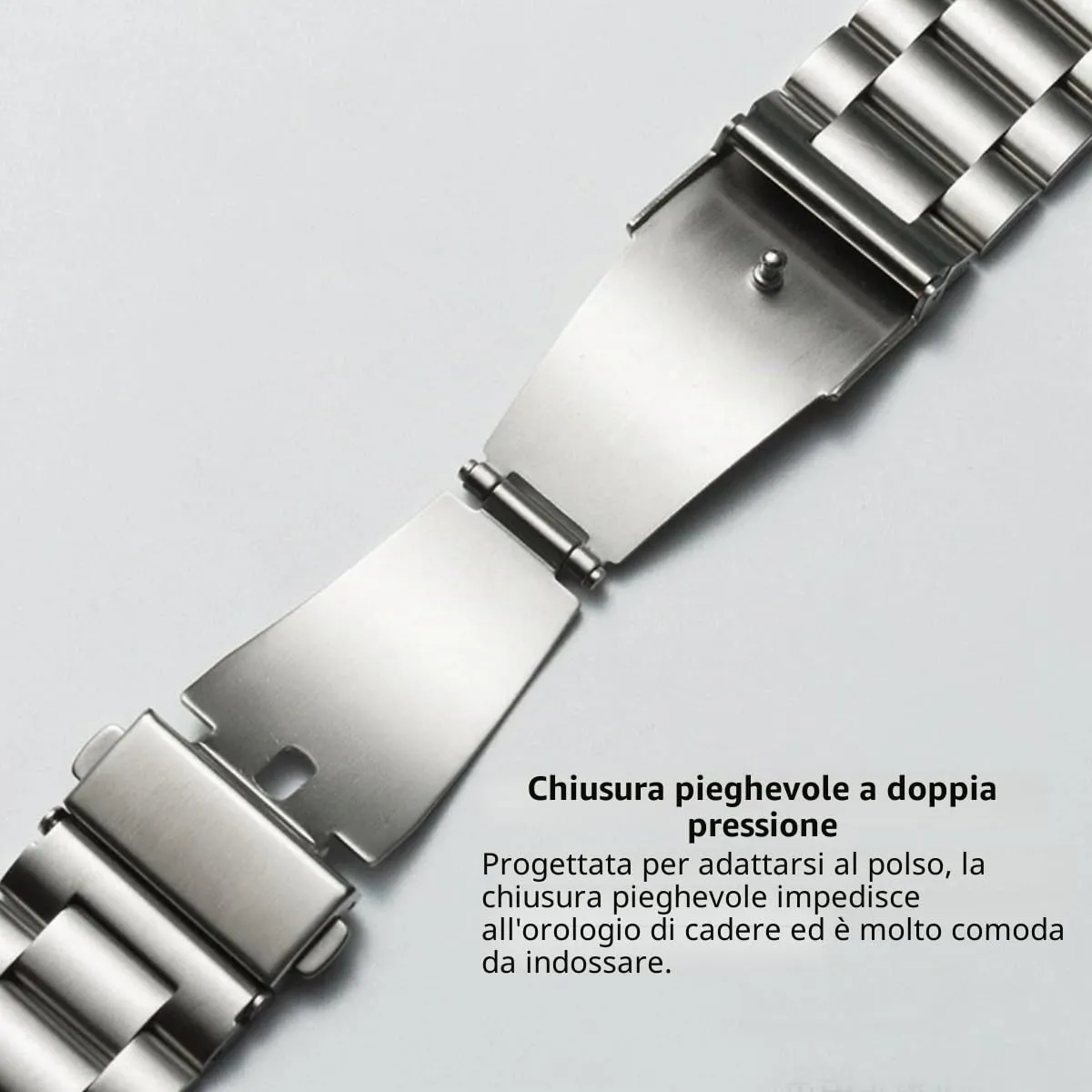 HEYOZURY Cinturino in Acciaio Inossidabile con Chiusura a Sgancio Rapido 18mm Nero - immagine 3