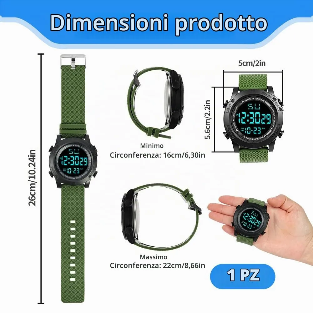 OFFCUP Orologio Digitale da Uomo, Cronografo Sportivo Casual - immagine 2