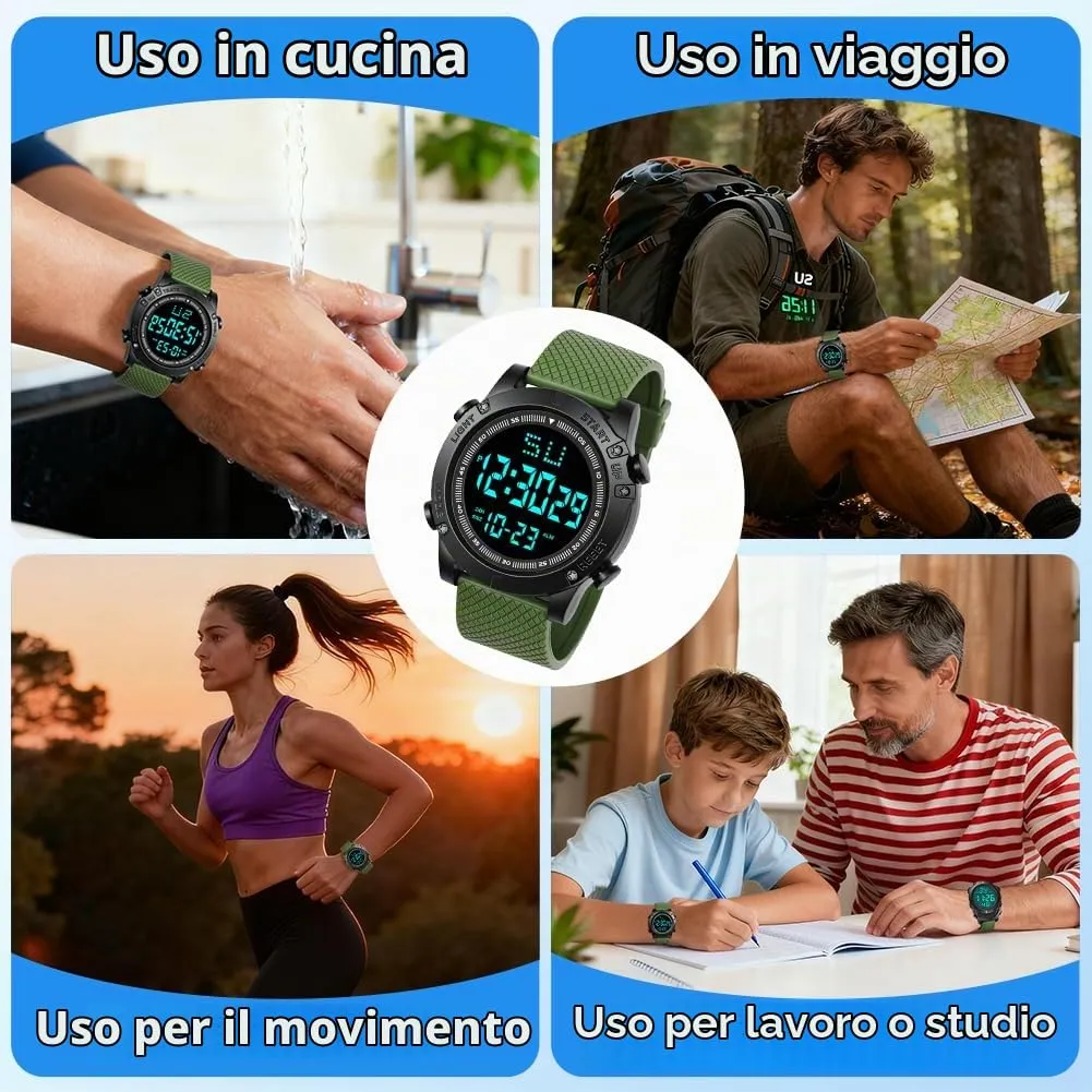 OFFCUP Orologio Digitale da Uomo, Cronografo Sportivo Casual - immagine 7