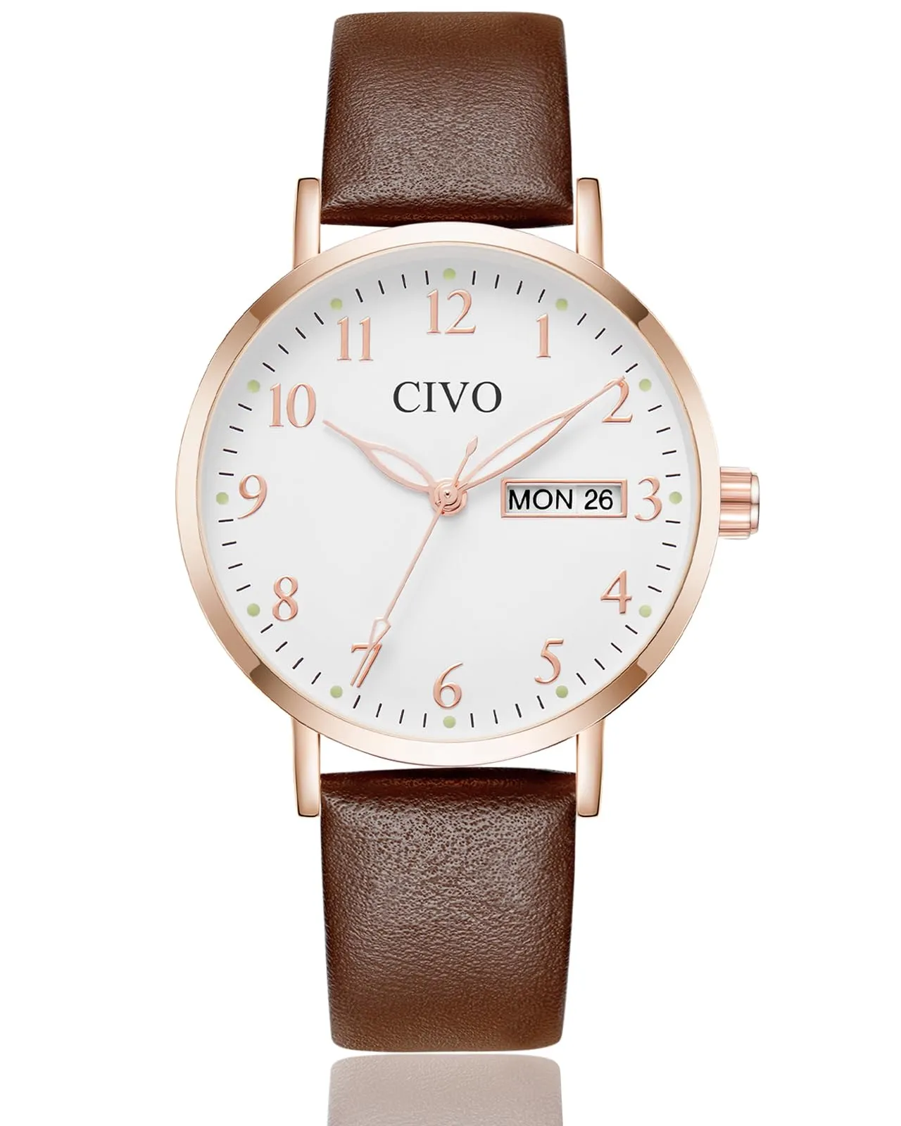 CIVO Orologio Donna Analogico 35mm Quadrante Grande Numeri 2408r Marrone - immagine 1