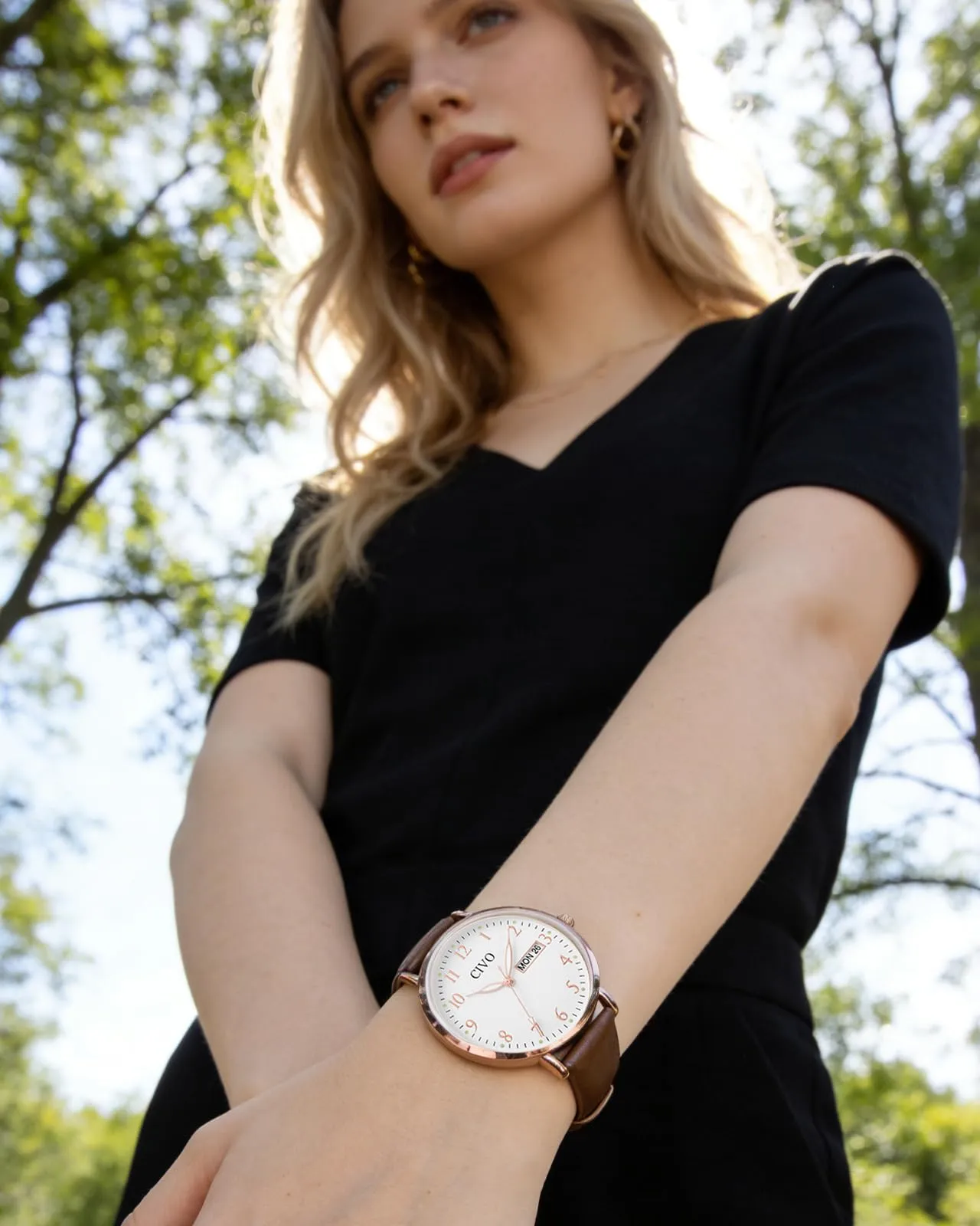 CIVO Orologio Donna Analogico 35mm Quadrante Grande Numeri 2408r Marrone - immagine 5