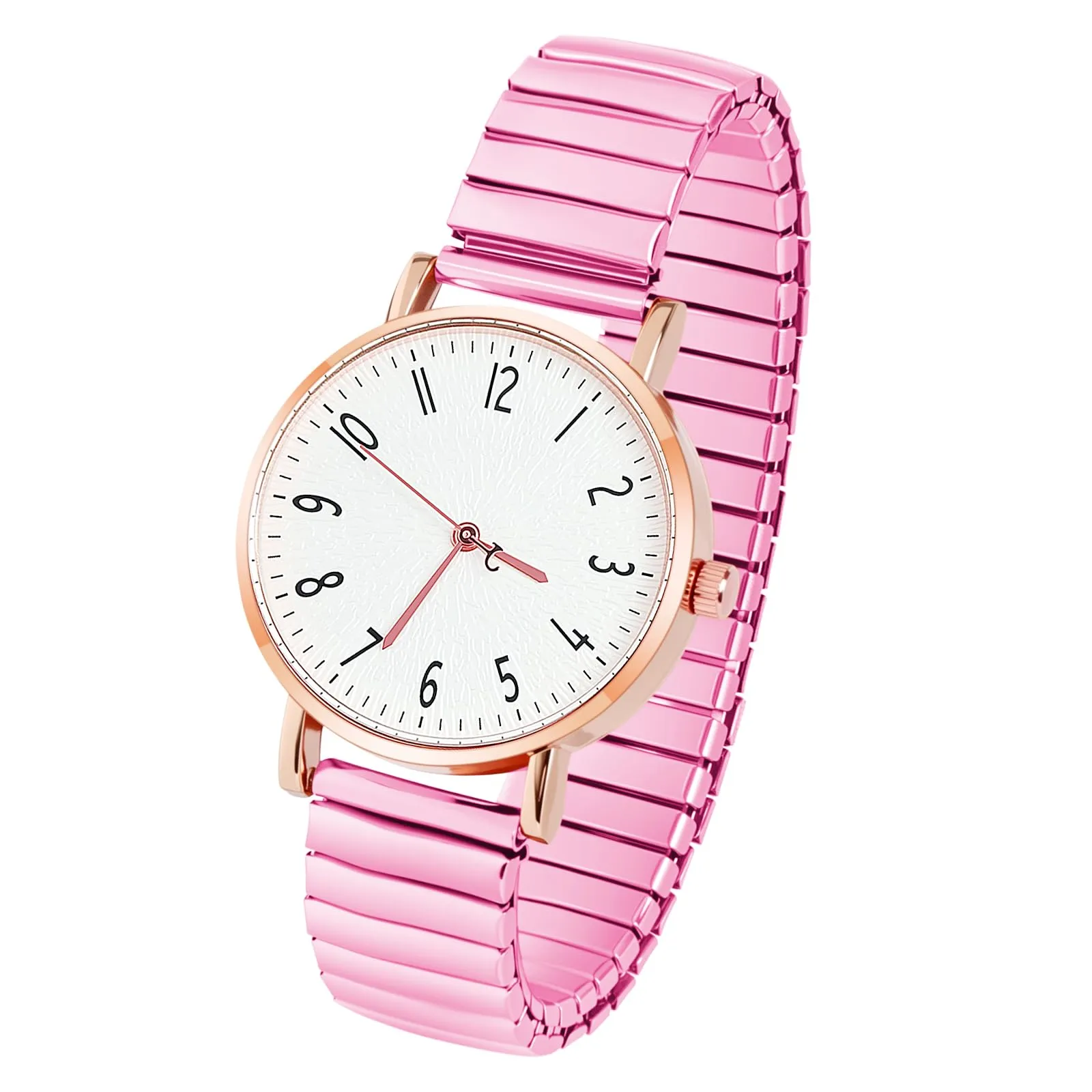 AOOSU Orologio Analogico da Donna con Cinturino in Metallo Elastico, Rosa - immagine 1
