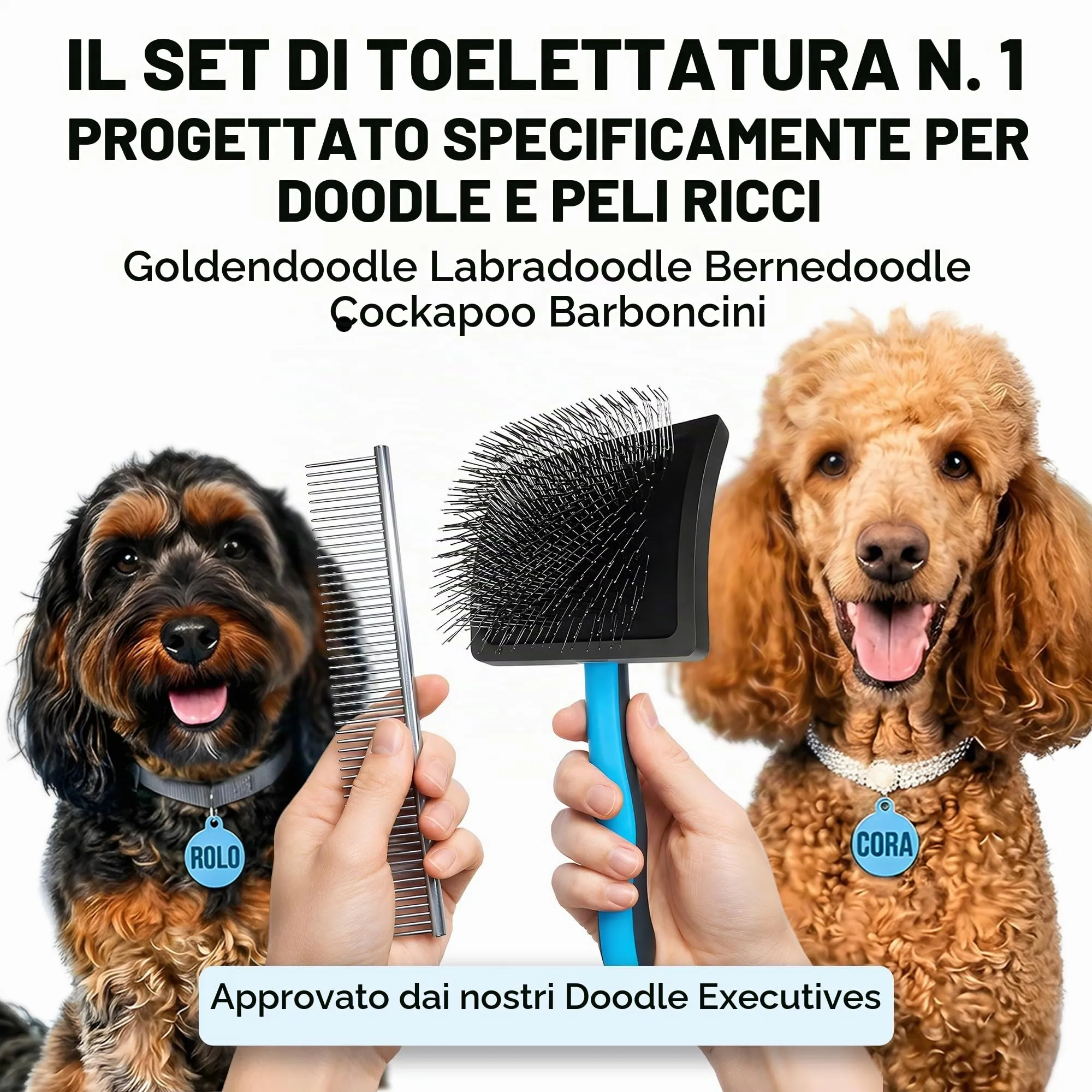 The Doodle Brush Spazzola Lisciante per Cani con Pettine Metallico - immagine 2