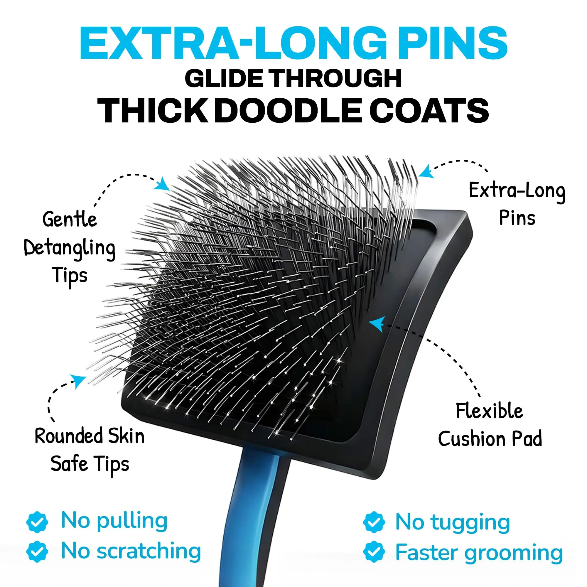 The Doodle Brush Spazzola Lisciante per Cani con Pettine Metallico - immagine 3