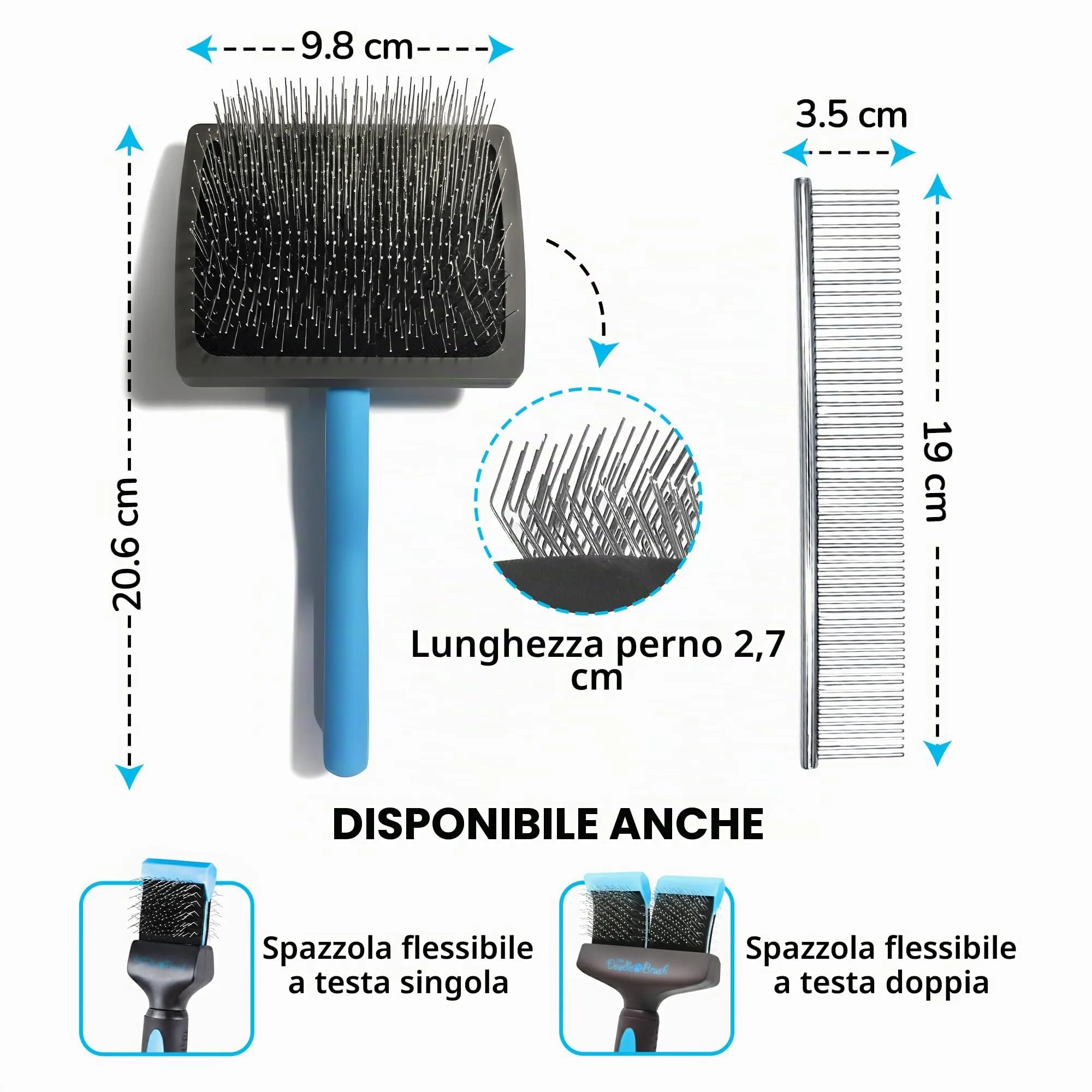 The Doodle Brush Spazzola Lisciante per Cani con Pettine Metallico - immagine 9