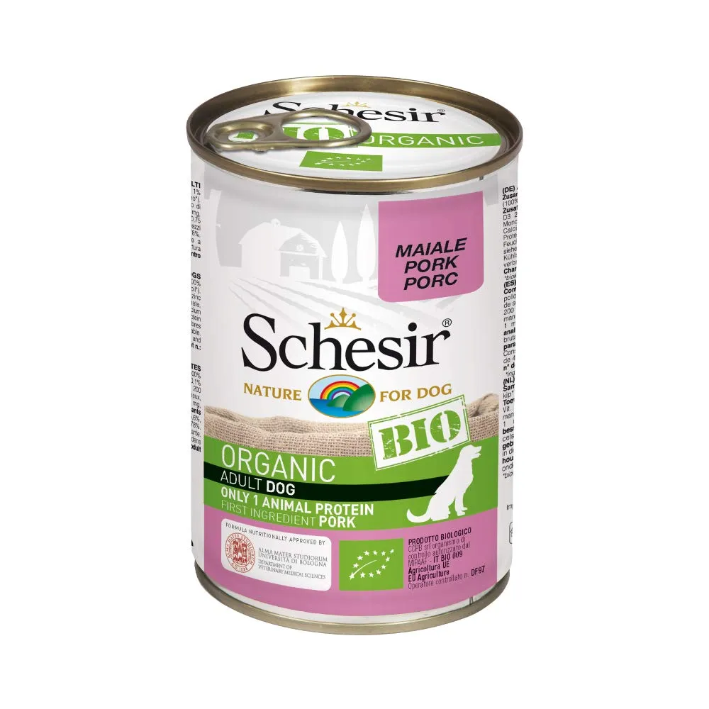 Schesir BIO Alimento Completo Umido per Cani Adulti, Patè di Maiale senza Cereali, 6 x 400g - immagine 1