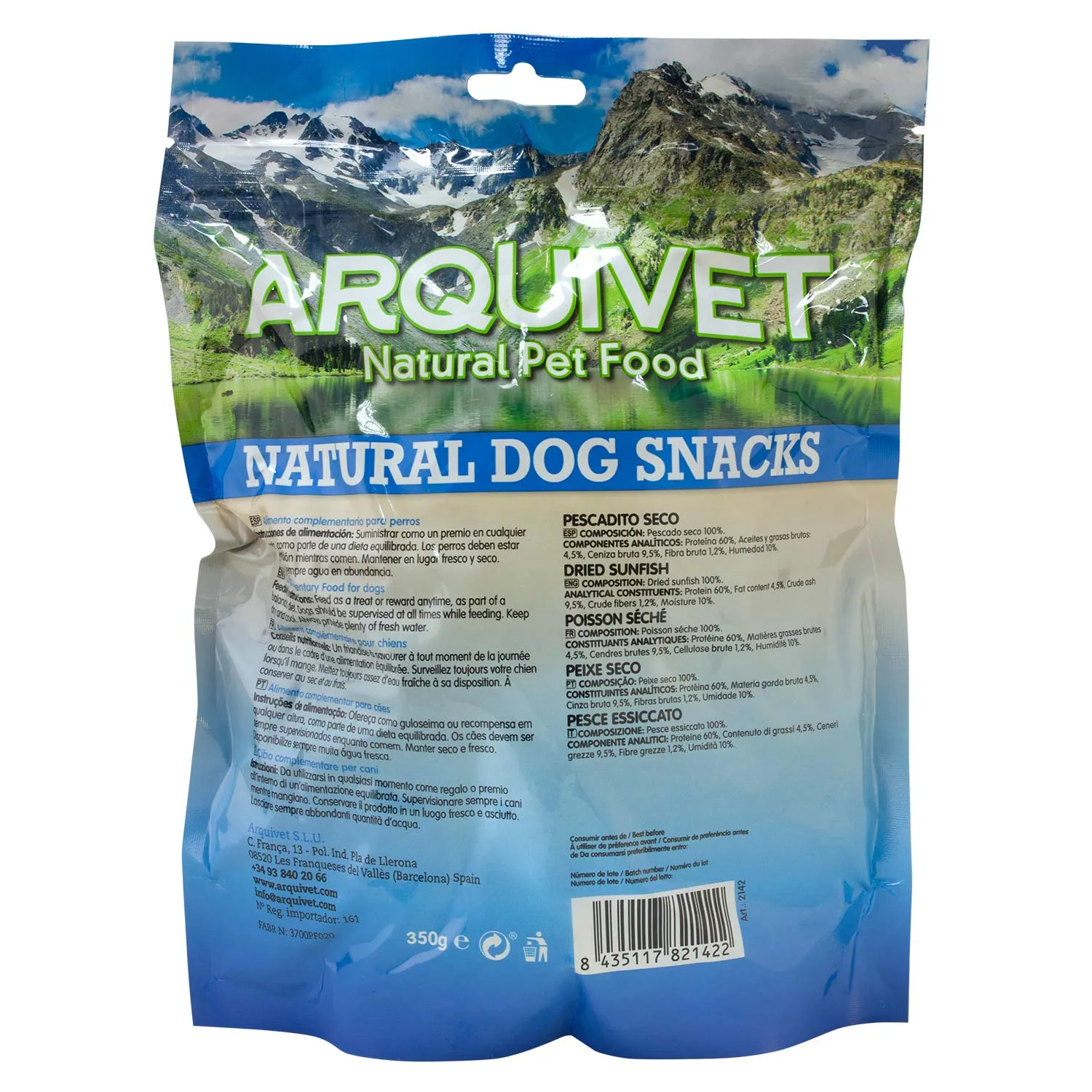 Arquivet Pesce Secco Snack Naturali per Cani, 350 g - immagine 4