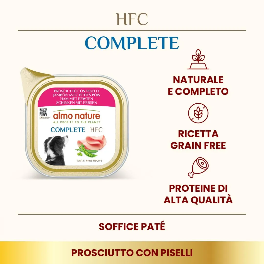 Almo Nature HFC Complete Alimento Umido per Cani Adulti Prosciutto con Piselli 85g (Confezione da 17) - immagine 2