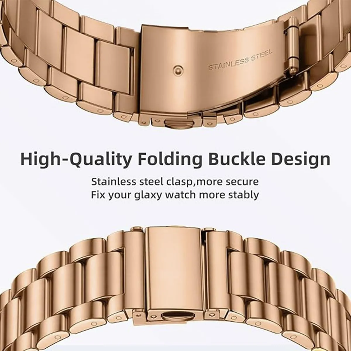 HEYOZURY Cinturino per Orologio in Acciaio Inossidabile 24mm Oro Rosa - immagine 2